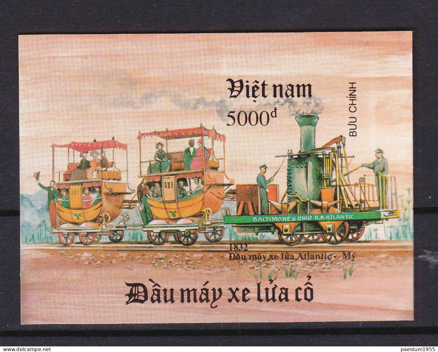 Feuillet Neuf** MNH 1991 Viêt-Nam Vietnam Locomotives Anciennes Mi:VN BL88U Yt:VN BF64ND - Trains