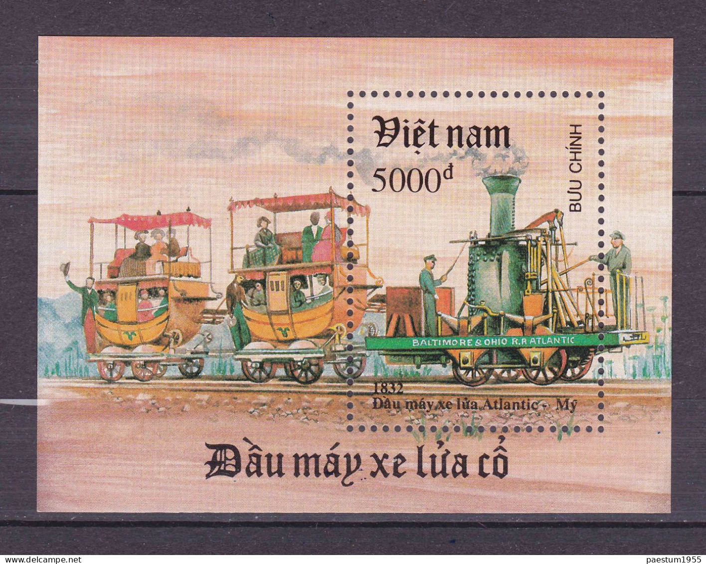 Feuillet Neuf** MNH 1991 Viêt-Nam Vietnam Locomotives Anciennes Mi:VN BL88 Yt:VN BF64 - Vietnam