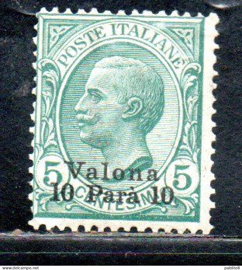 LEVANTE VALONA 1909 - 1911 SOPRASTAMPATO D'ITALIA ITALY OVERPRINTED PARA 10 PA SU CENT. 5c MNH - Europa- Und Asienämter