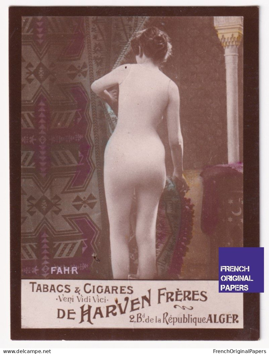 Fahr - Cigarettes De Harven 1910 Photo Femme Sexy Lady Pin-up Woman Nue Nude Nu Seins Nus Vintage Alger A62-9 - Other Brands