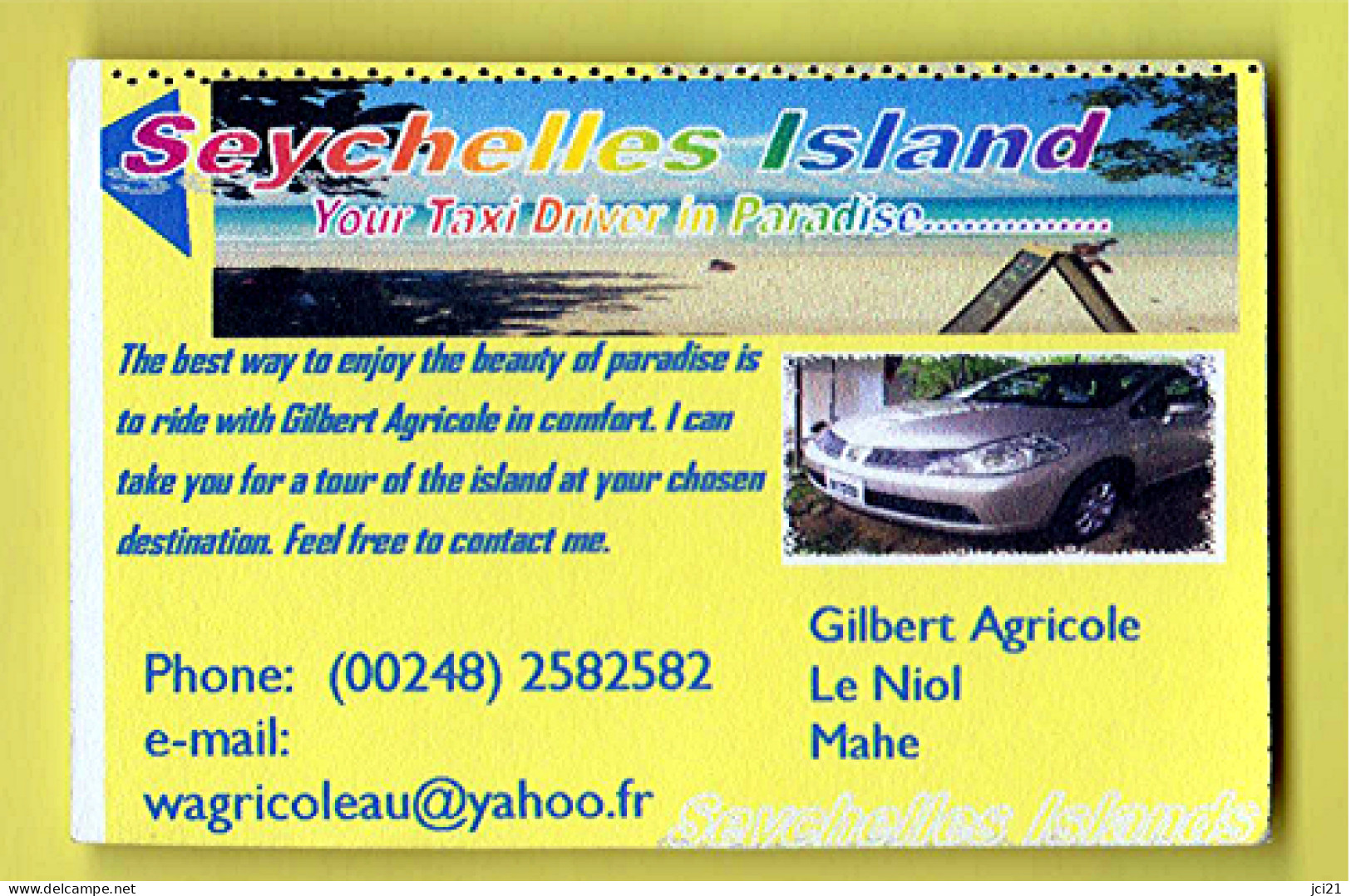 Ile Des SEYCHELLES - Carte Taxi à MAHE_D305 - Visitekaartjes