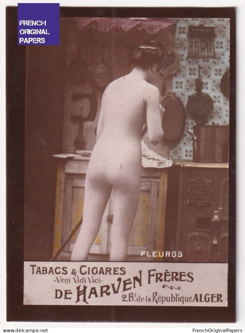Fleuros - Cigarettes De Harven 1910 Photo Femme Sexy Lady Pin-up Woman Nue Nude Nu Seins Nus Vintage Alger A62-9 - Sigarette (marche)