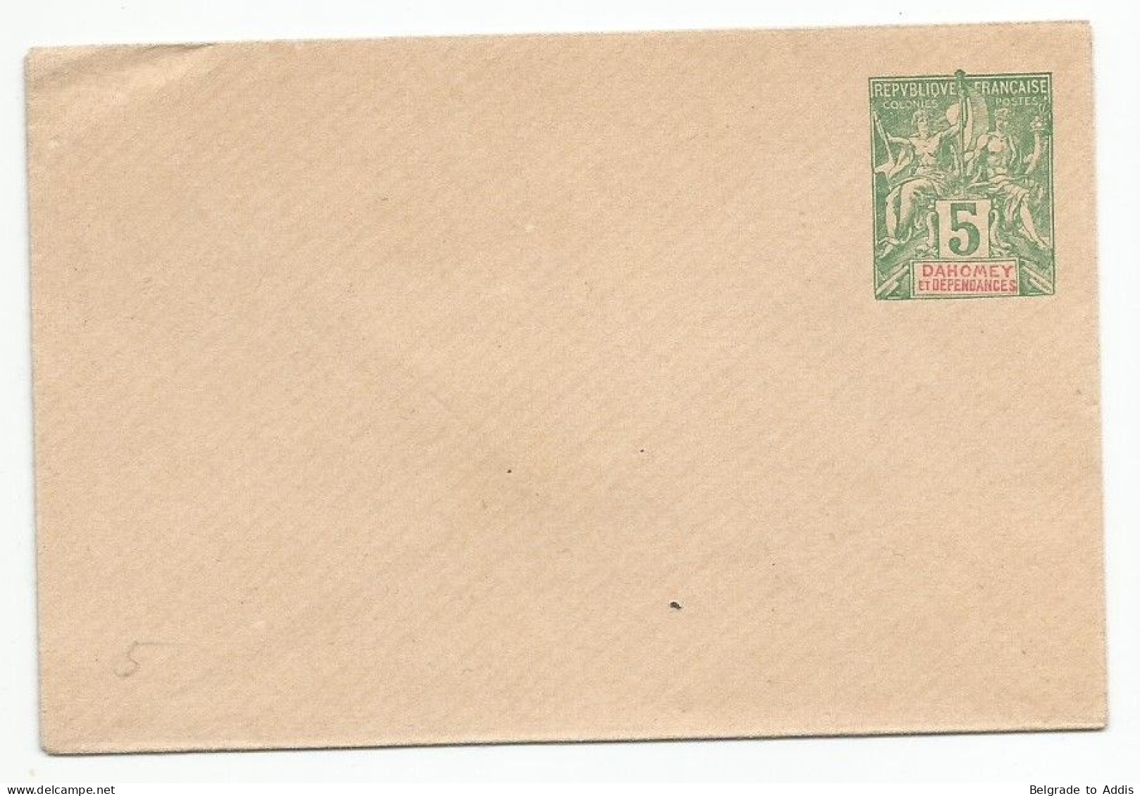 Dahomey Benin Enveloppe Entier Postal Stationery 1900 Type Groupe 5c. - Storia Postale