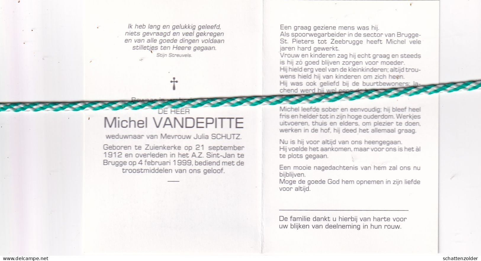 Michel Vandepitte-Schutz, Zuienkerke 1912, Brugge 1999. Foto - Esquela