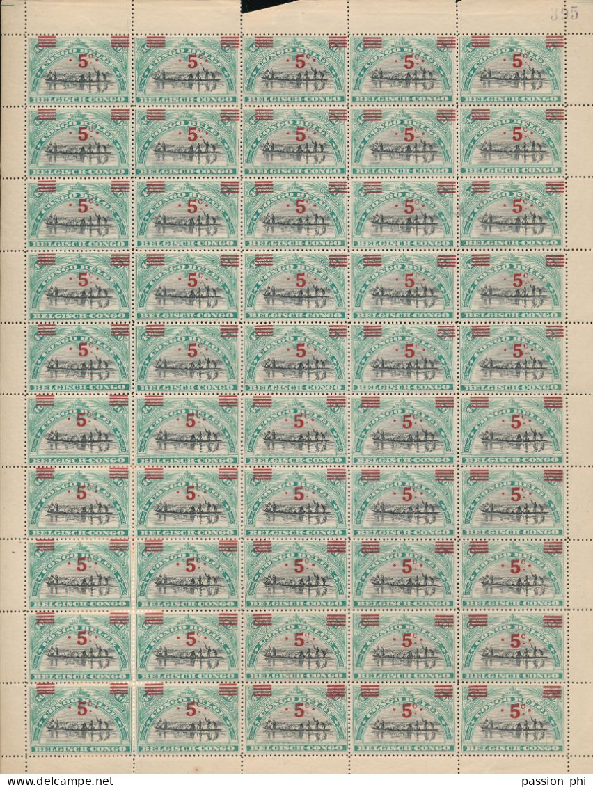 BELGIAN CONGO 1921 ISSUE COB 85 SHEET MNH - Feuilles Complètes