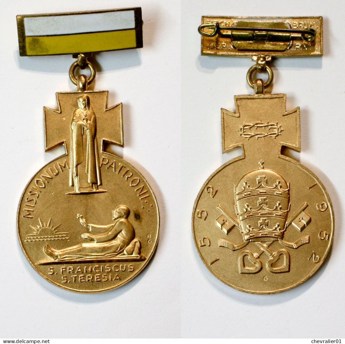 Médaille Religieuse_BE_004_Missionum Patroni S Fransiscus S Teresia_1552-1952_21-06 - Religione & Esoterismo