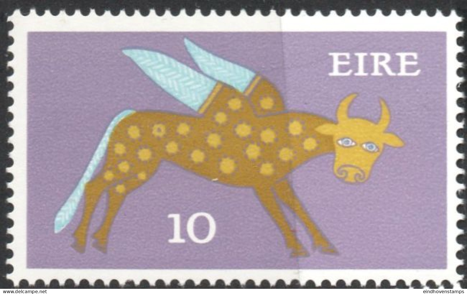 Eire 1971 10d Irish Art Winged Bull 1 Value MNH Ireland, Symbol For Luke, - Unused Stamps
