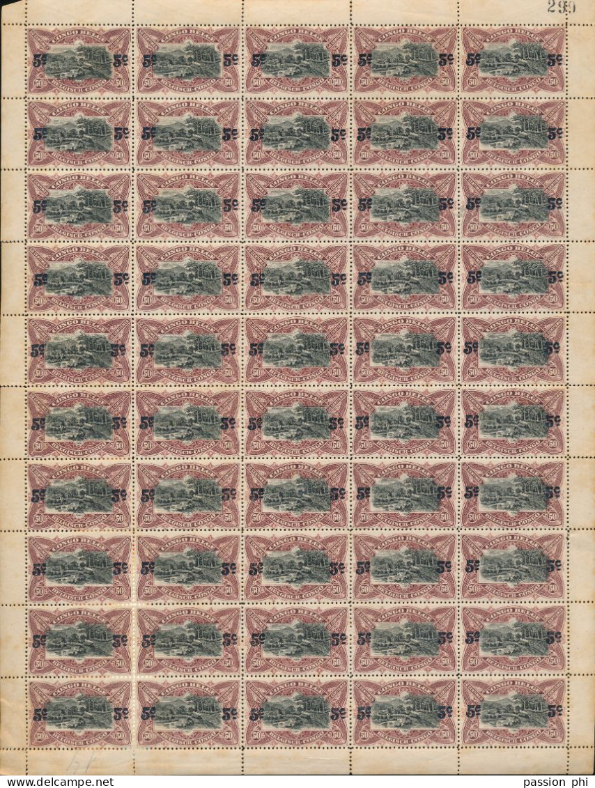 BELGIAN CONGO 1922 ISSUE COB 95 SHEET MNH - Volledige Vellen