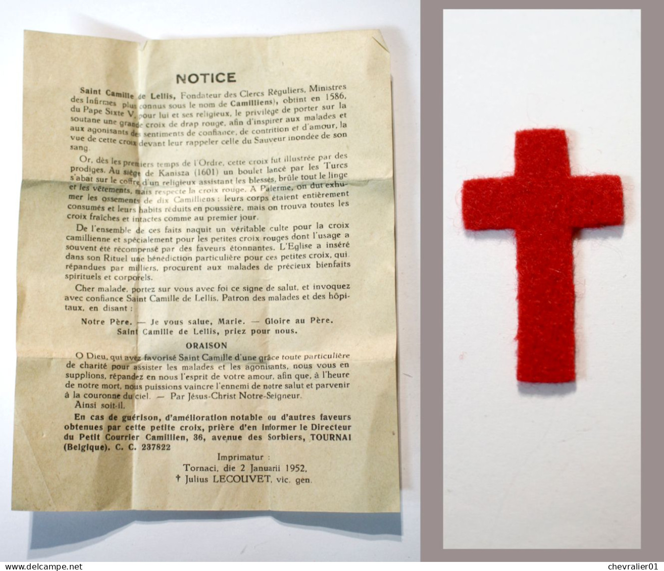 Religion_petite Croix Rouge De St Camille De Lellis Bénite Pour Les Malades_21-02 - Religion &  Esoterik