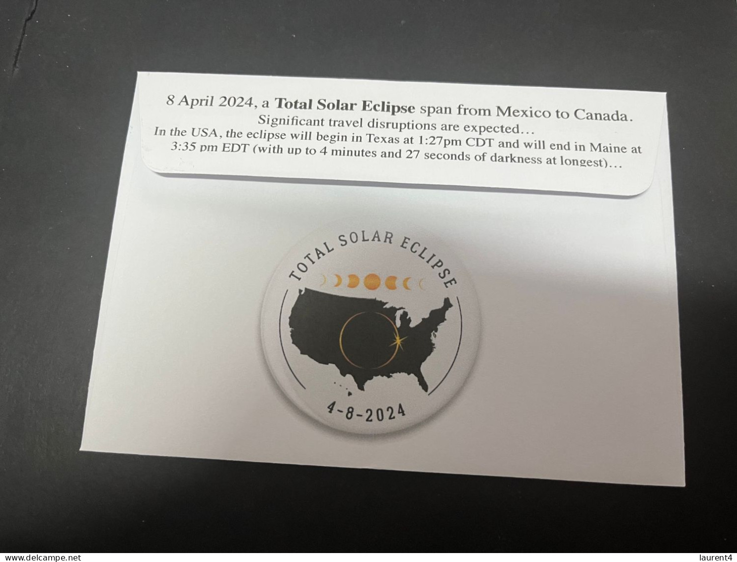 4-5-2024 (4 Z 7) Solar Eclipse (8 April 2024) Planet Earth From Space Stamp - Autres & Non Classés