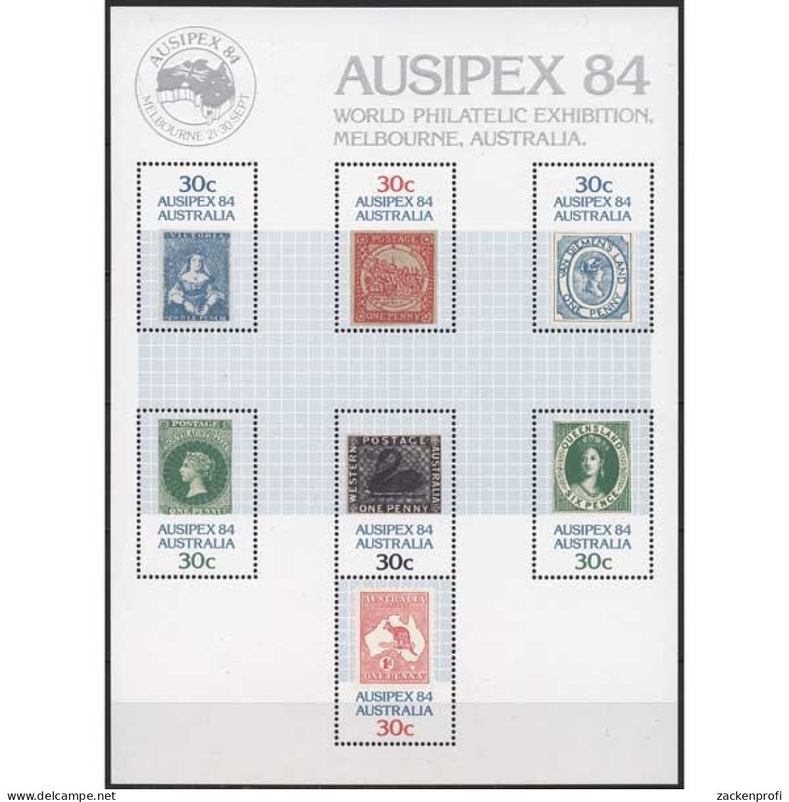 Australien 1984 Briefmarkenausstellung AUSIPEX'84 Block 7 Postfrisch (C24022) - Blocks & Kleinbögen