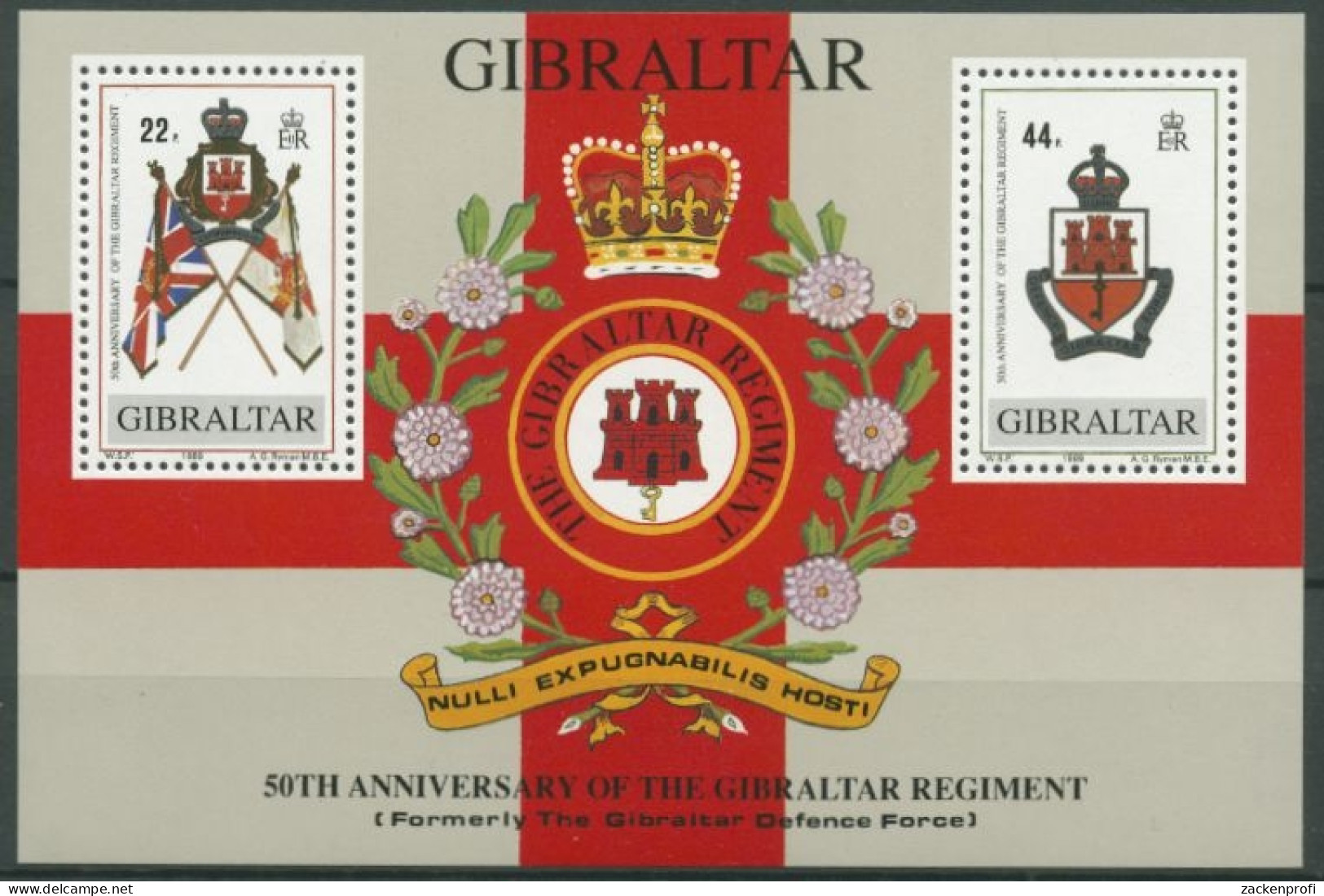 Gibraltar 1989 50 Jahre Regiment Von Gibraltar Block 12 Postfrisch (C30898) - Gibraltar