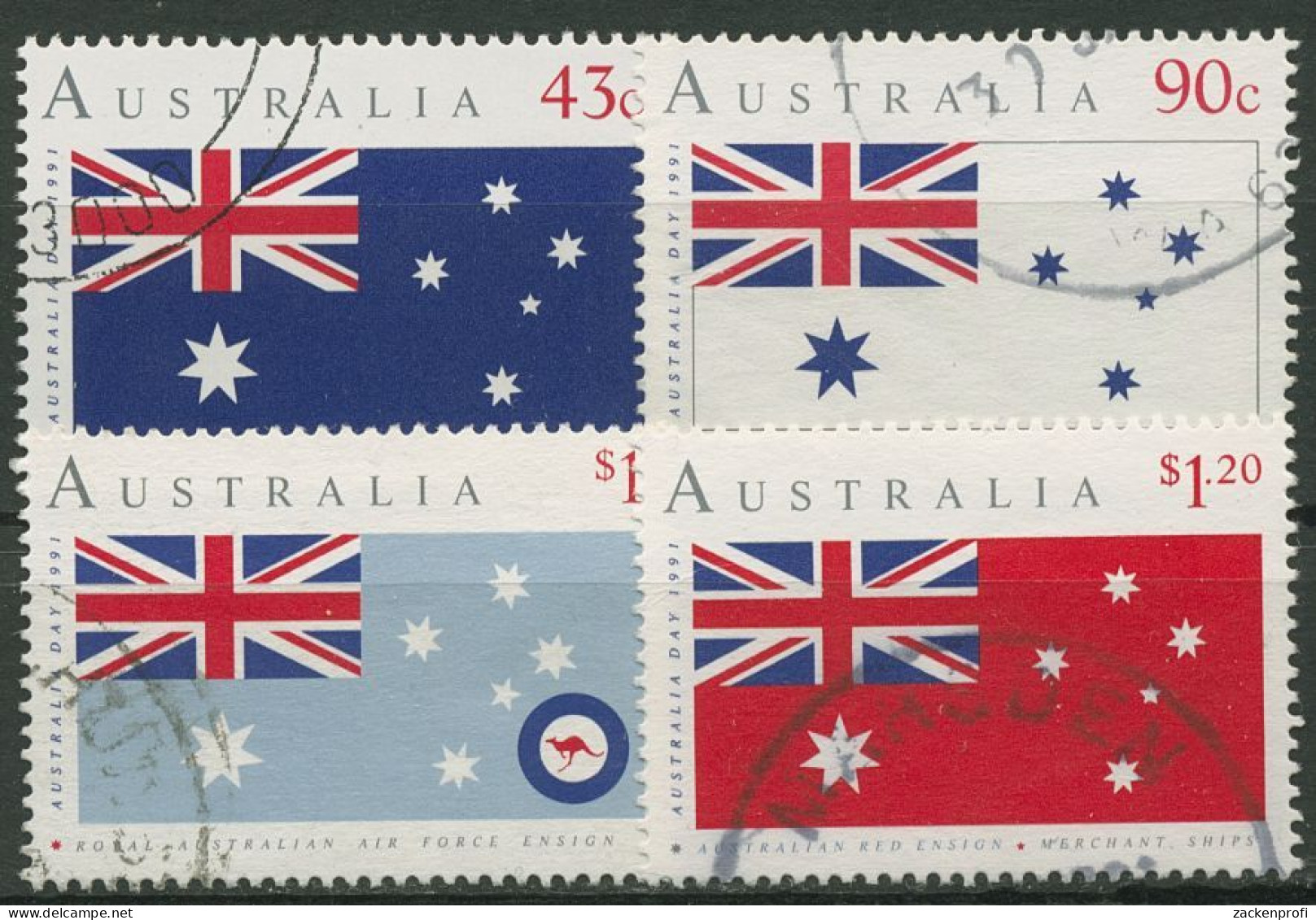 Australien 1991 Nationalfeiertag Flaggen 1233/36 Gestempelt - Oblitérés