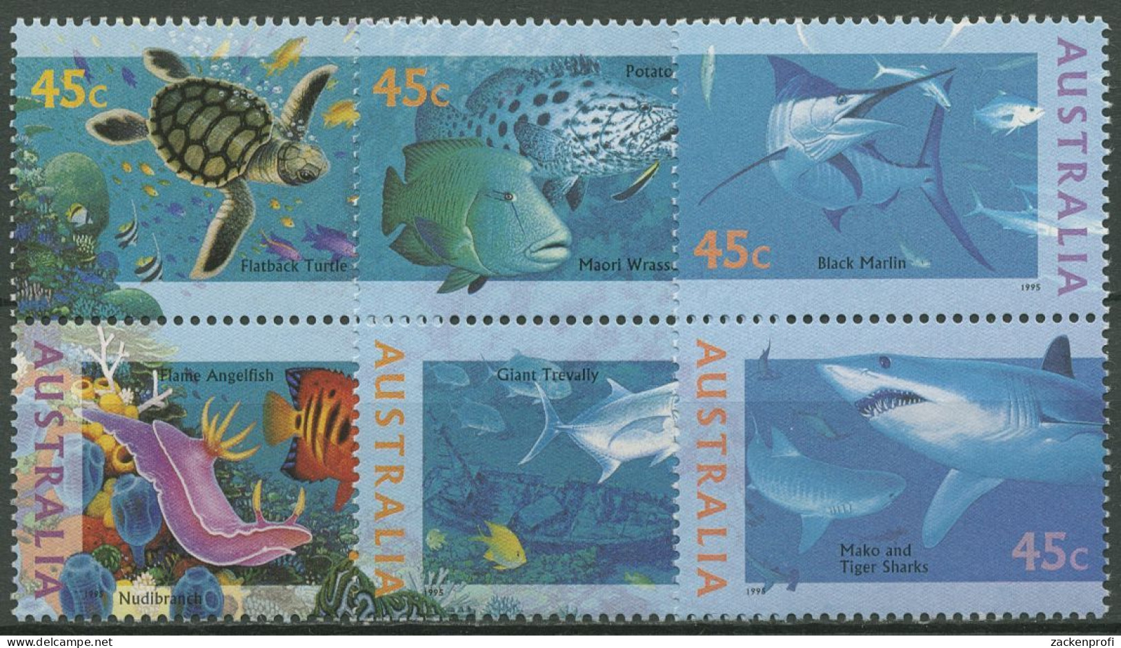 Australien 1995 Unterwasserwelt Fische Hai Schildkröte 1505/10 Postfrisch - Ungebraucht