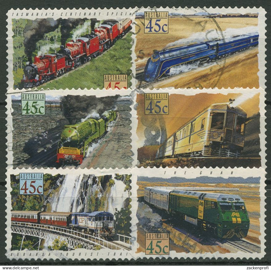 Australien 1993 Züge Eisenbahn 1354/59 Gestempelt - Used Stamps