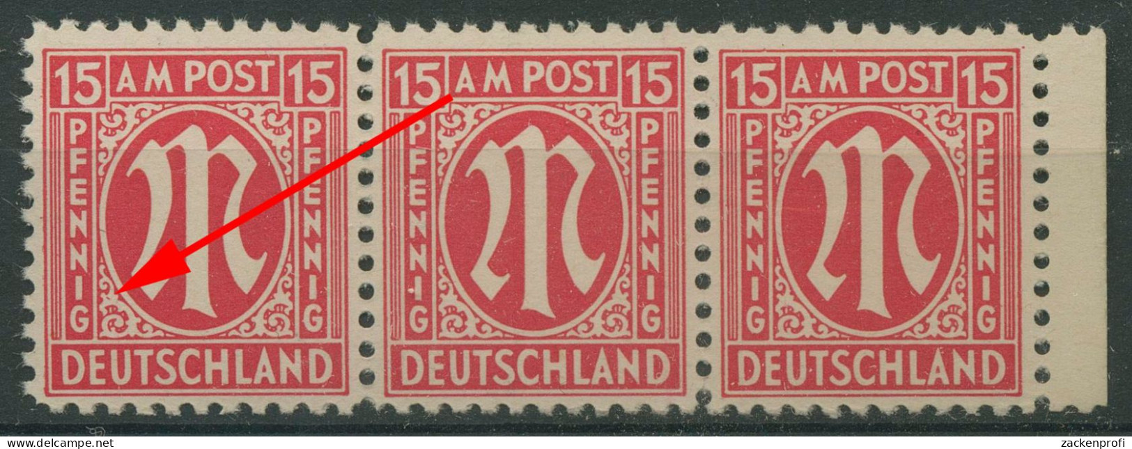 Bizone 1945 Am. Druck Mit Plattenfehler 8x F 48, Papier X Postfrisch (R7541) - Other & Unclassified