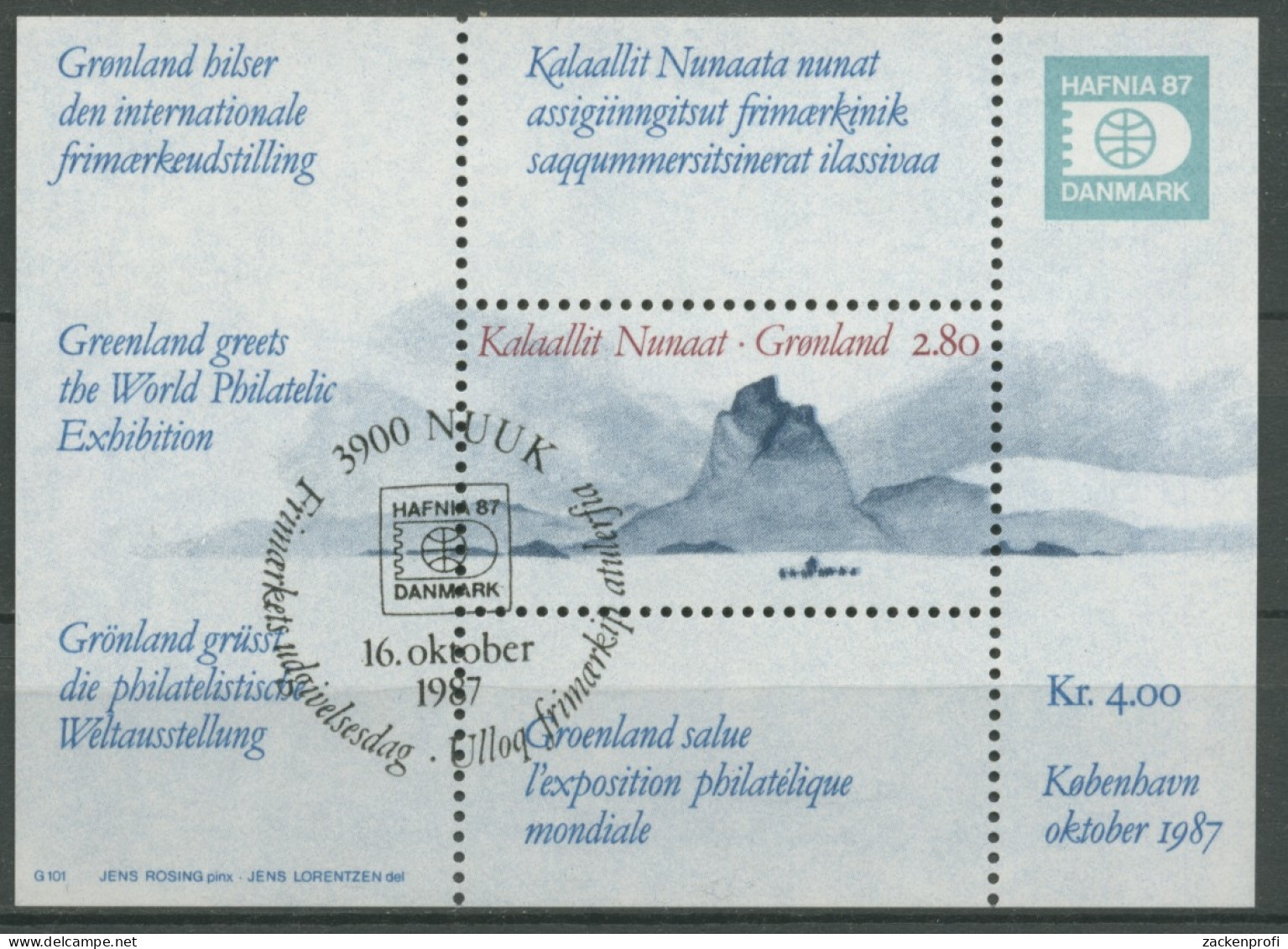 Grönland 1987 Briefmarkenausstellung HAFNIA'87 Block 2 Gestempelt (C13824) - Blocchi