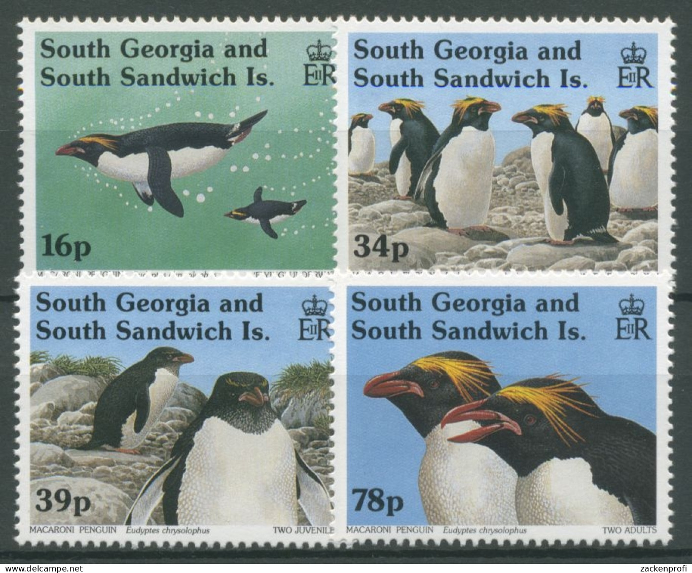 Südgeorgien 1993 Vögel Goldschopfpinguin 215/18 Postfrisch - Sonstige - Ozeanien
