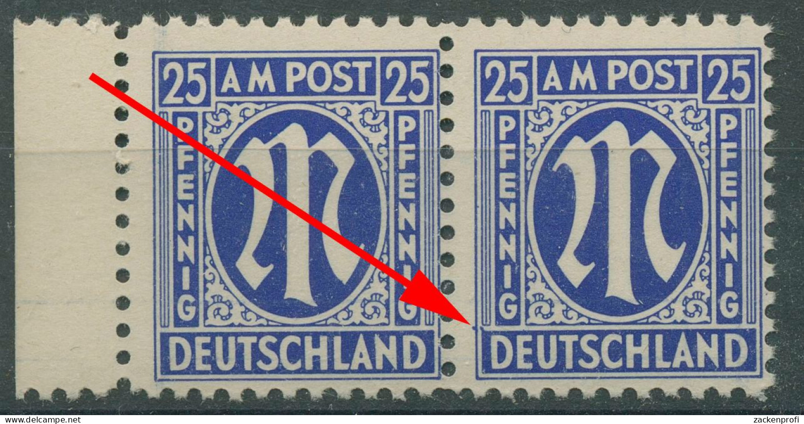 Bizone 1945 Am. Druck Mit Plattenfehler 9x F 72 A, Papier X Postfrisch (R7597) - Other & Unclassified
