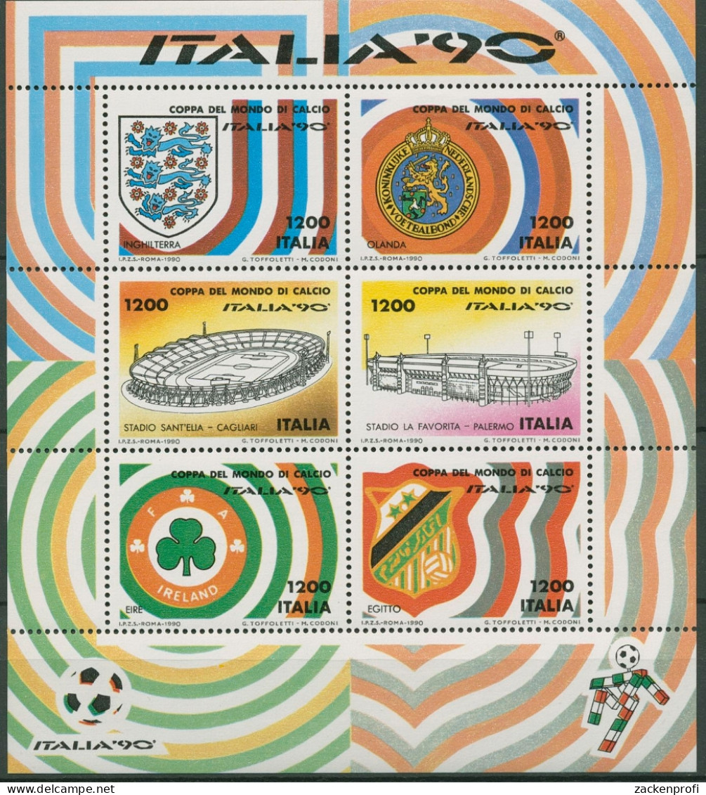 Italien 1990 Fußball-WM ITALIA'90 Block 8 Postfrisch (C90400) - Blokken & Velletjes