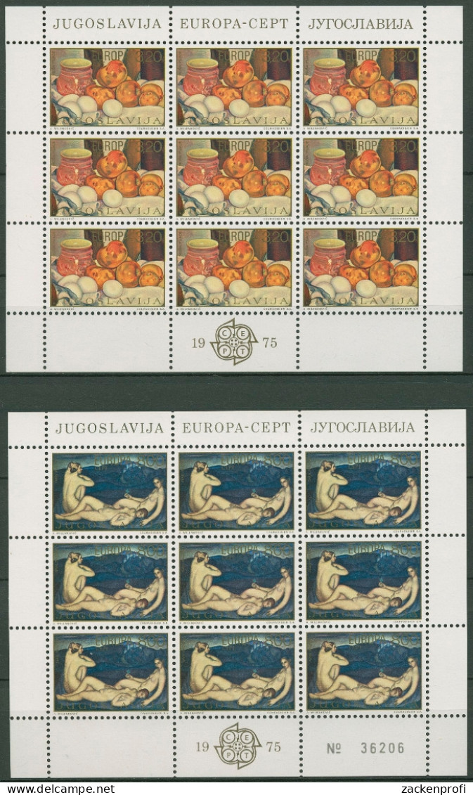 Jugoslawien 1975 Europa CEPT Gemälde Kleinbogen 1598/99 I. K Postfrisch (C93570) - Blokken & Velletjes