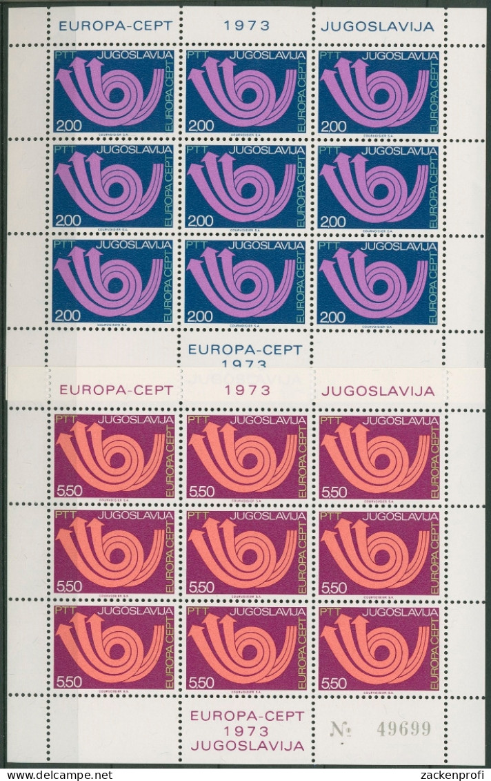 Jugoslawien 1973 Europa CEPT Posthorn Kleinbogen 1507/08 K Postfrisch (C93542) - Blocs-feuillets