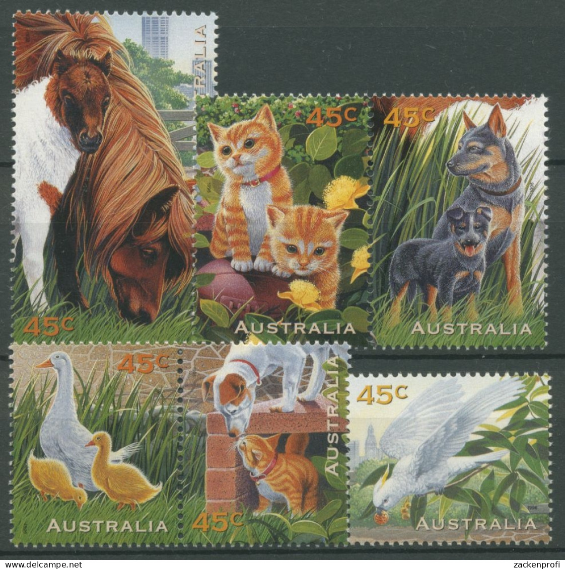 Australien 1996 Haustiere Pferd Katze Hund Kakadu 1597/02 A Postfrisch - Mint Stamps