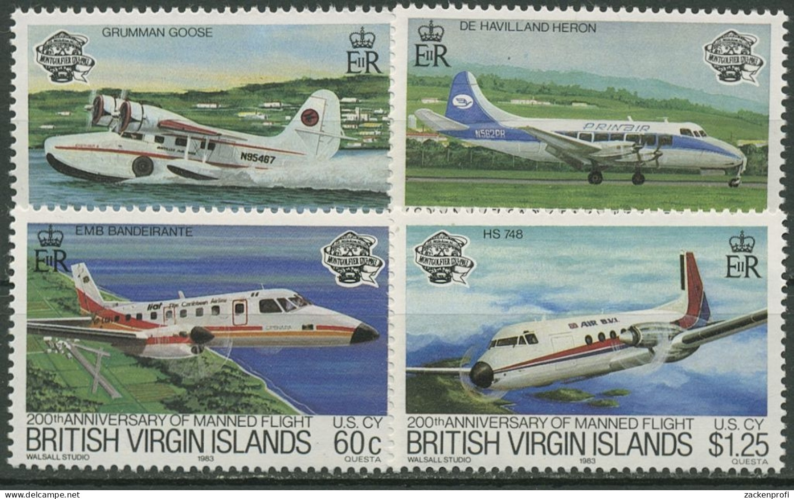 Britische Jungferninseln 1983 Luftfahrt Flugzeuge 456/59 Postfrisch - Iles Vièrges Britanniques
