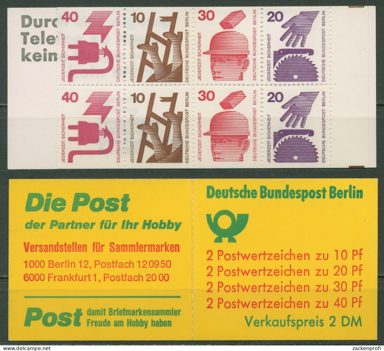 Berlin Markenheftchen 1974 Unfallverhütung MH 9 D Ib Postfrisch - Carnets