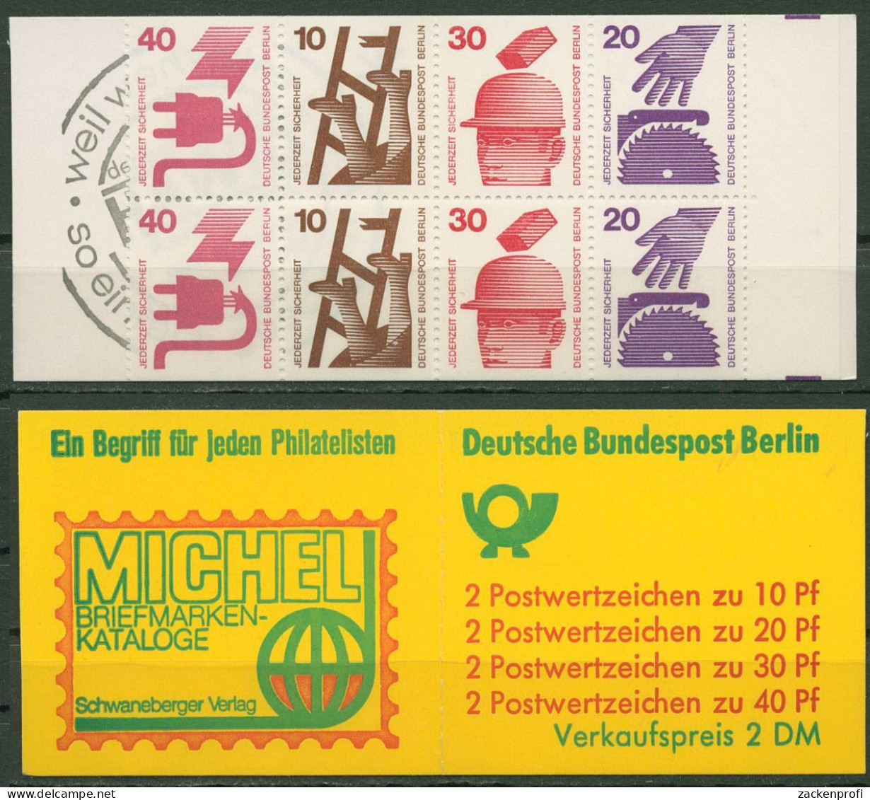 Berlin Markenheftchen 1974 Unfallverhütung MH 9 A Postfrisch - Carnets