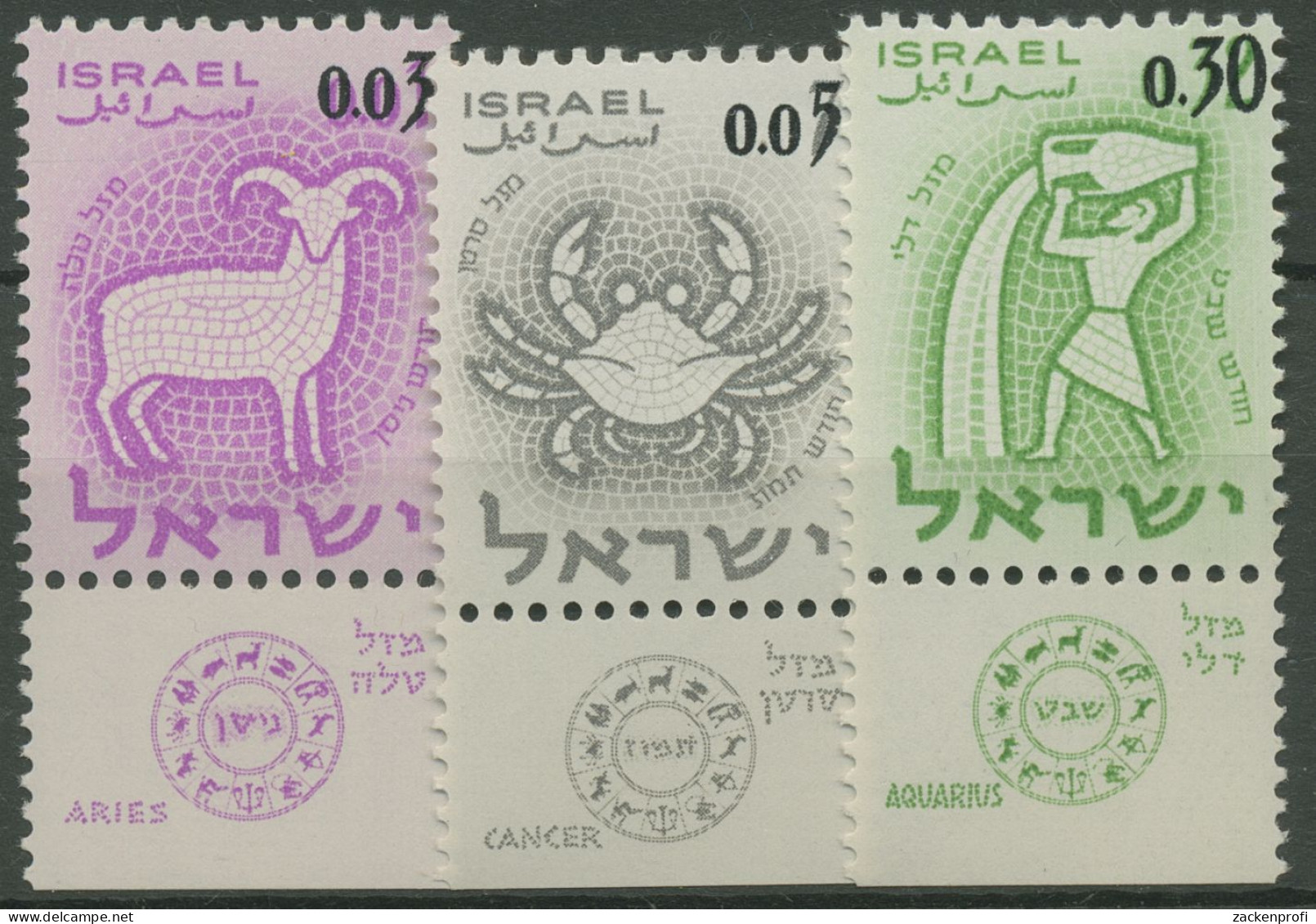 Israel 1962 Tierkreiszeichen 249/51 Mit Tab Postfrisch - Nuevos (con Tab)