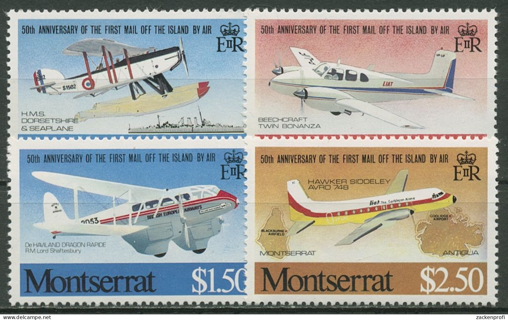 Montserrat 1981 Flugpostverbindung Flugzeuge 472/75 Postfrisch - Montserrat