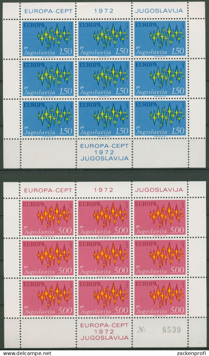Jugoslawien 1972 Europa CEPT Sterne Kleinbogen 1457/58 K Postfrisch (C93529) - Blocs-feuillets