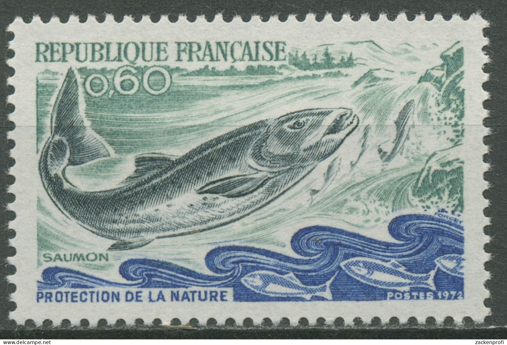 Frankreich 1972 Naturschutz Tiere Fische Lachse 1794 Postfrisch - Nuevos