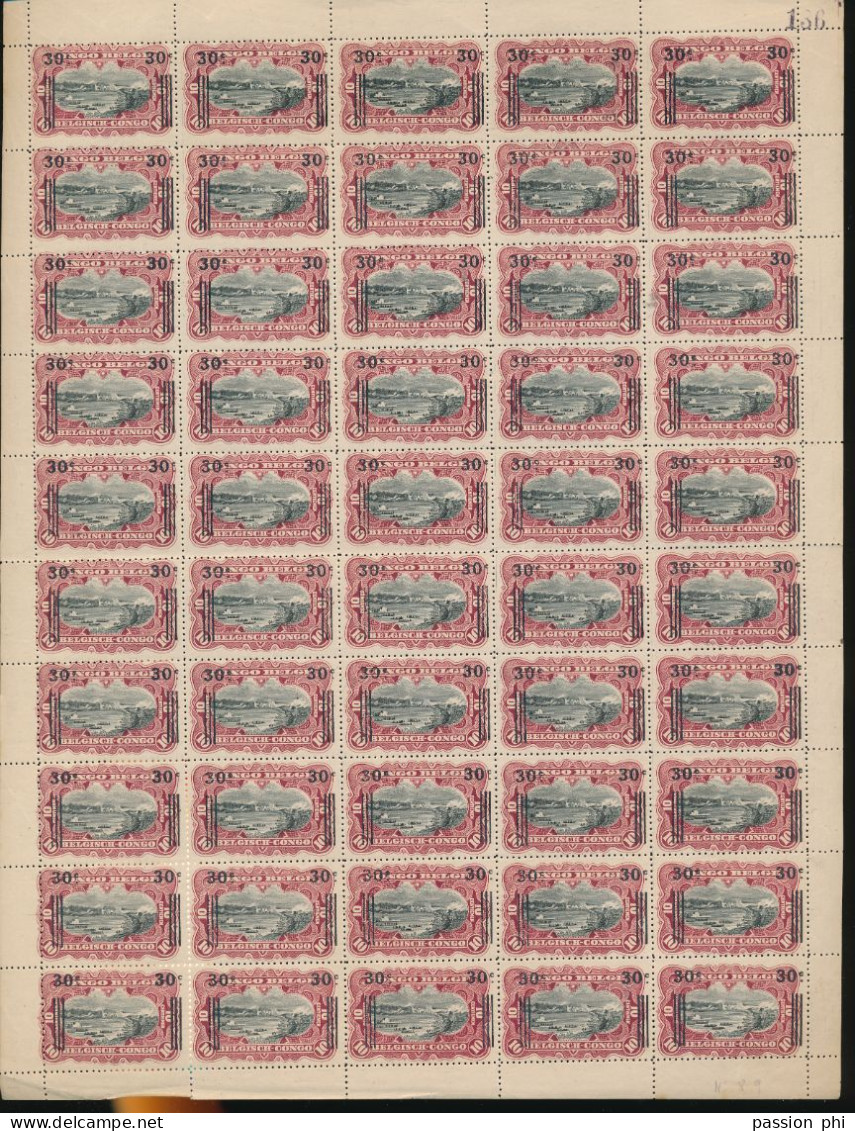 BELGIAN CONGO 1921 ISSUE COB 89 SHEET MNH - Ganze Bögen