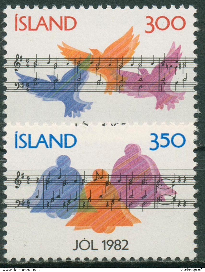 Island 1982 Weihnachten Tauben Glocken Noten 590/91 Postfrisch - Ungebraucht