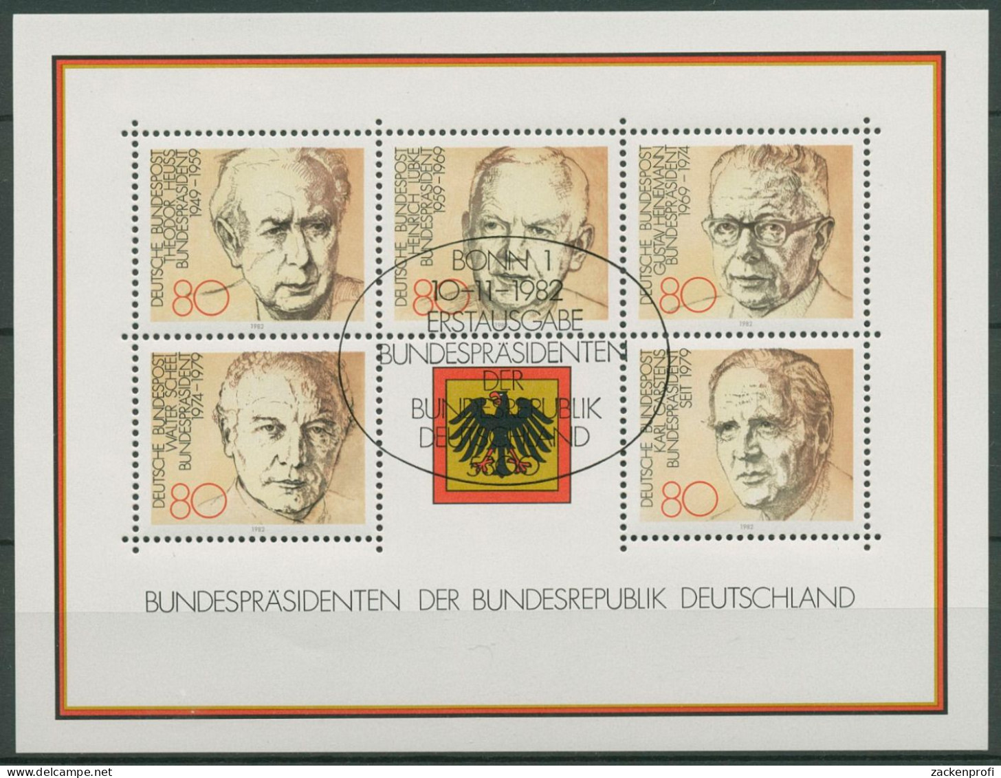 Bund 1982 Bundespräsidenten Block 18 ESST Bonn Gestempelt (C98646) - Autres & Non Classés