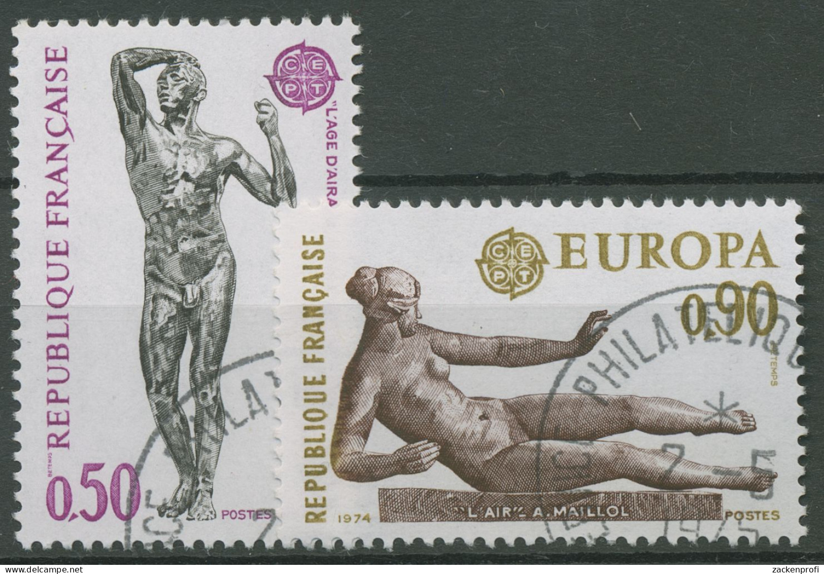 Frankreich 1974 Europa CEPT Skulpturen 1869/70 Gestempelt - Used Stamps