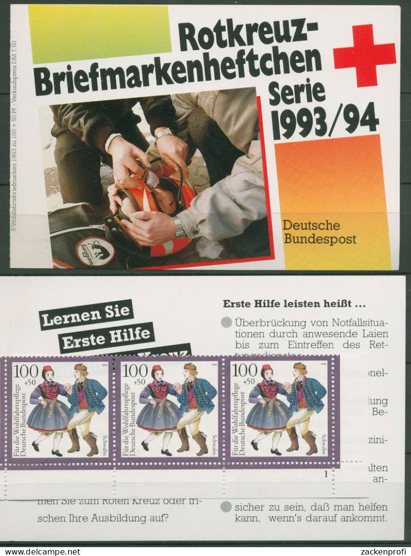 Bund Rotes Kreuz 1993 Trachten Markenheftchen MH 17 (1698) Postfrisch (C99892) - Other & Unclassified