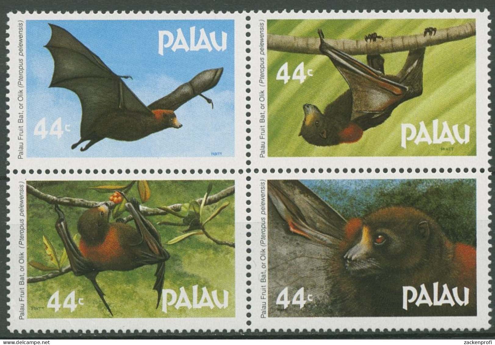 Palau 1987 Tiere Palau-Flughund 172/75 ZD Postfrisch - Palau