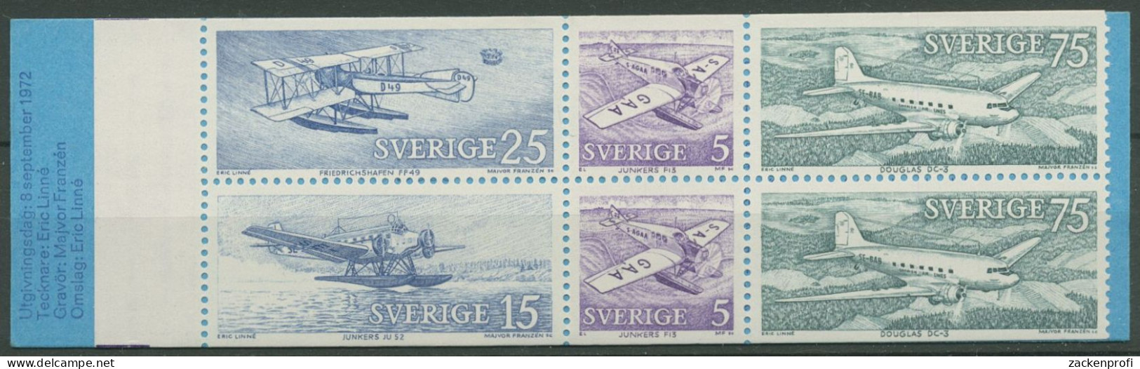 Schweden 1972 Postflugzeuge Markenheftchen MH 34 Postfrisch (C60540) - 1951-80