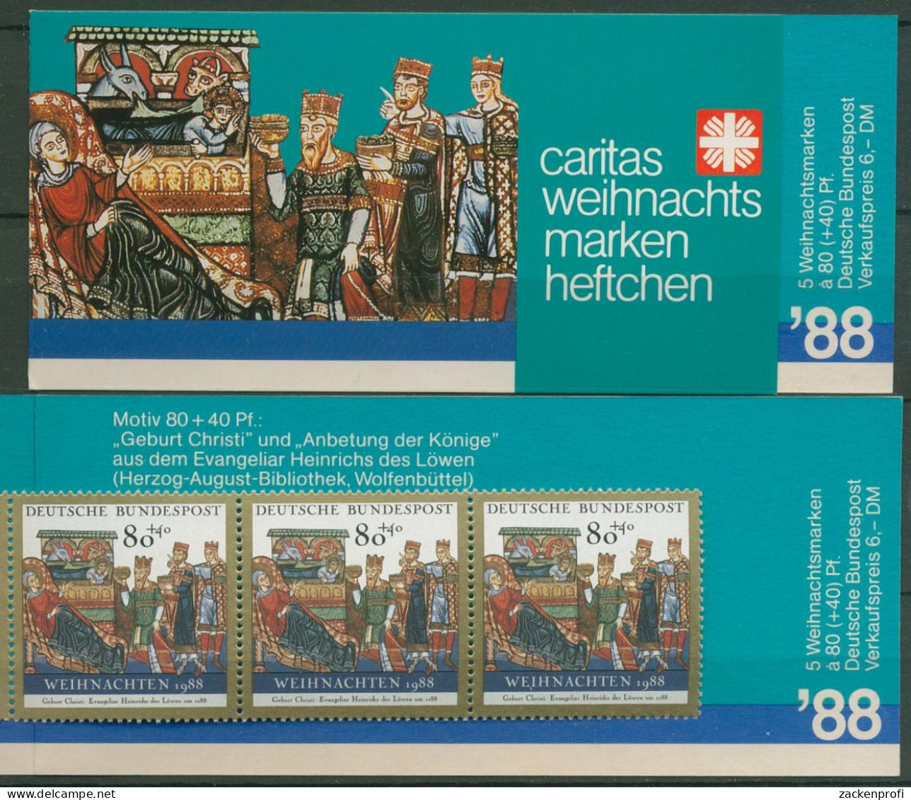 Bund Caritas 1988 Weihnachten Markenheftchen (1396) MH W 6 Postfrisch (C99994) - Sonstige & Ohne Zuordnung