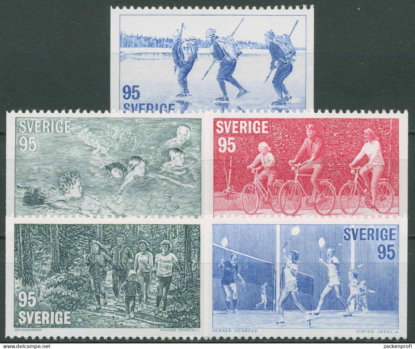 Schweden 1977 Sportarten Schwimmen Radsport Federball 976/80 Postfrisch - Ungebraucht