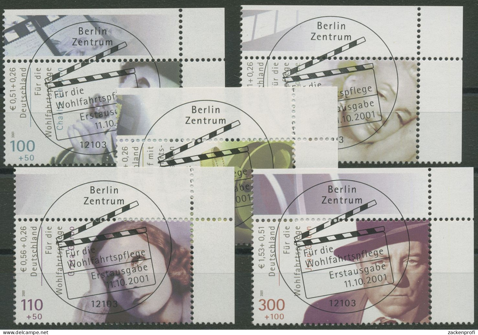 Bund 2001 Wohlfahrt: Filmschauspieler 2218/22 Ecke 2 TOP-ESST Berlin (E3370) - Used Stamps