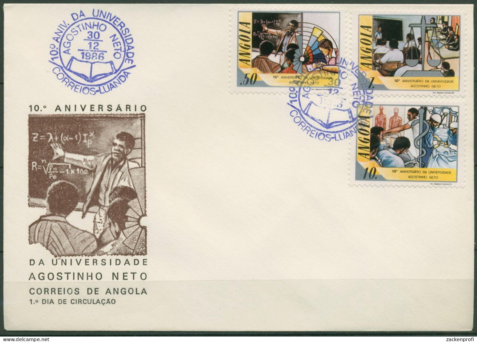 Angola 1986 10 Jahre Agostinho-Neto-Universität Jura Medizin 755/57 FDC (X60995) - Angola