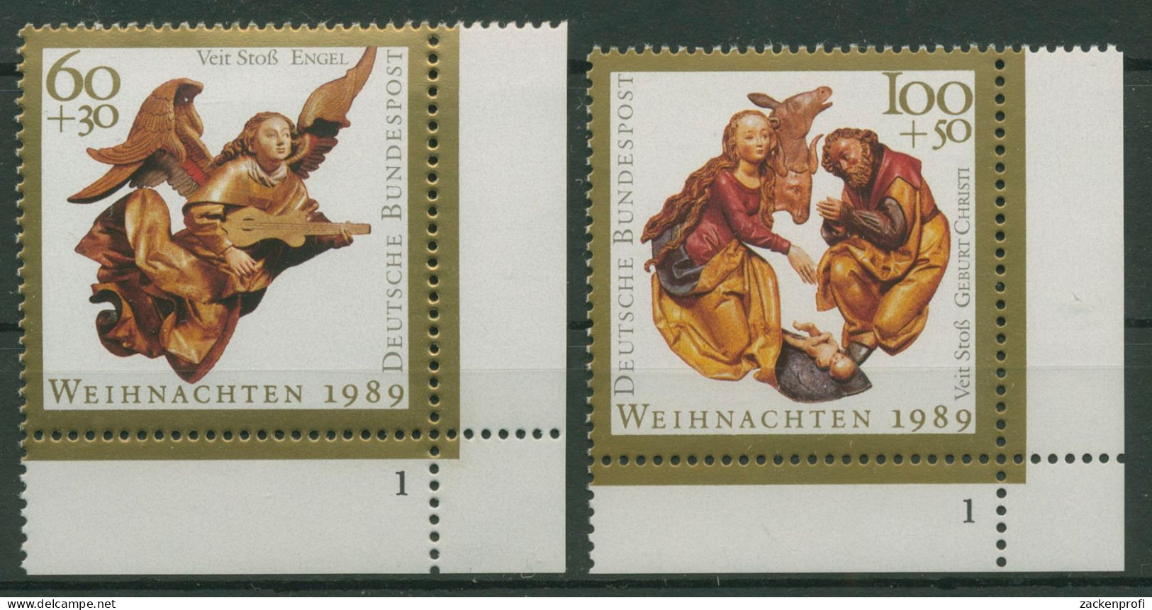 Bund 1989 Weihnachten Formnummer 1442/43 Ecke 4 FN 1 Postfrisch (E1757) - Unused Stamps