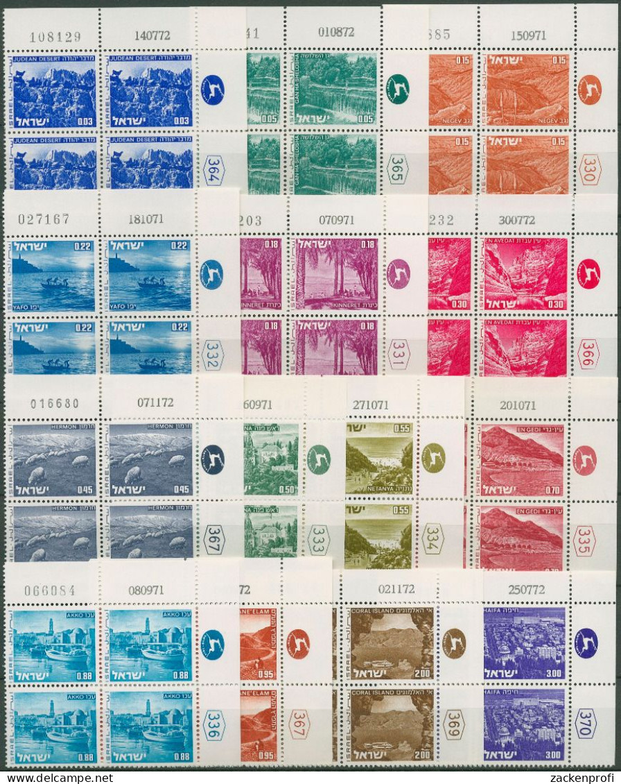 Israel 1971 Landschaften 524/37 Plattenblock Postfrisch (C61636) - Unused Stamps (without Tabs)