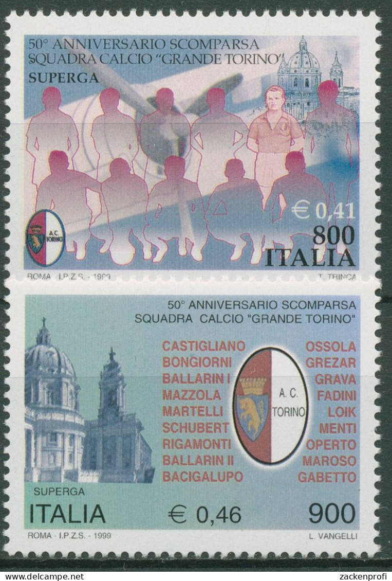Italien 1999 Flugzeugabsturz Fußballmannschaft Des AC Turin 2634/35 Postfrisch - 1991-00: Nieuw/plakker