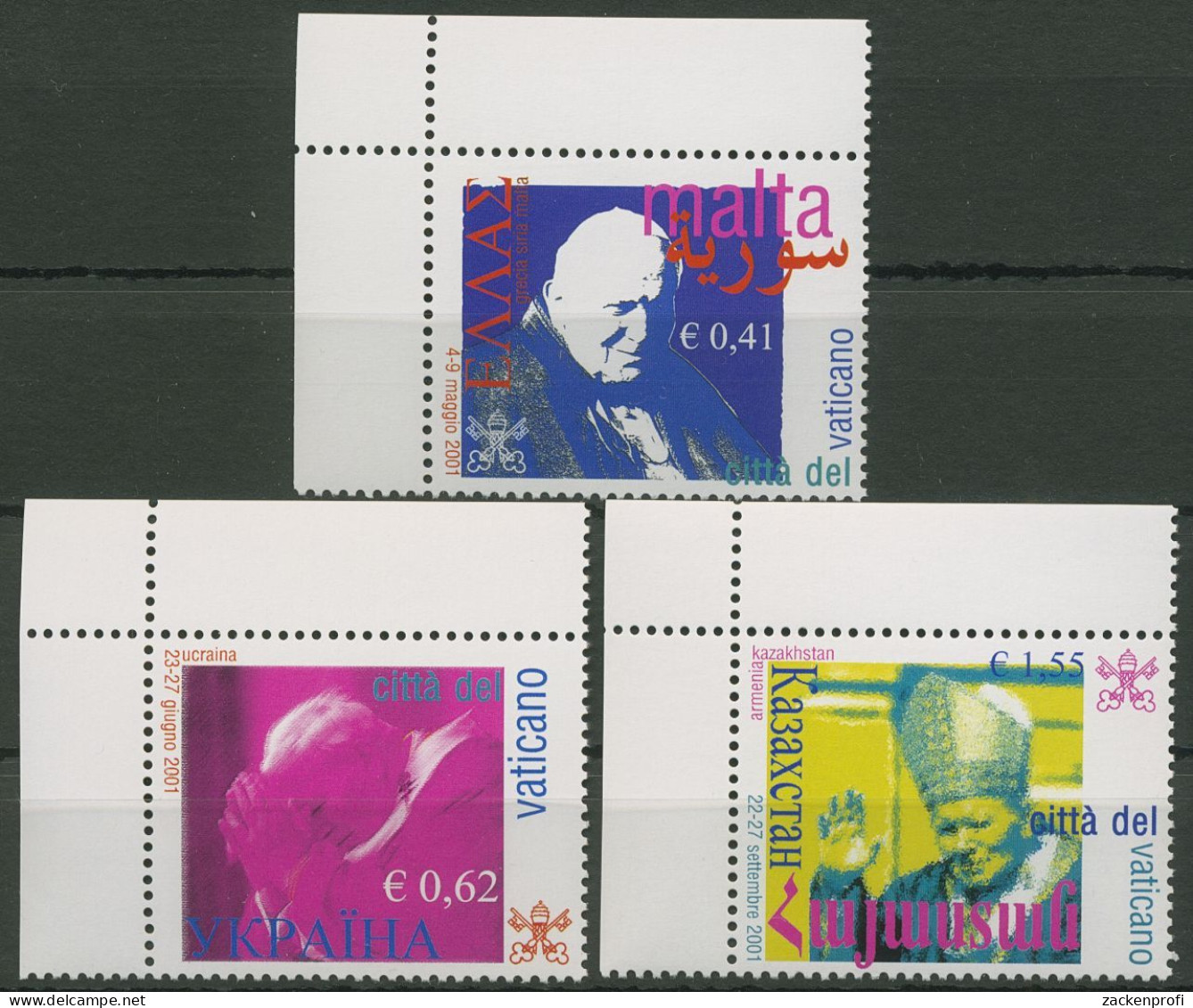 Vatikan 2002 Die Weltreisen Von Papst Johannes Paul II. 1424/26 Ecke Postfrisch - Unused Stamps