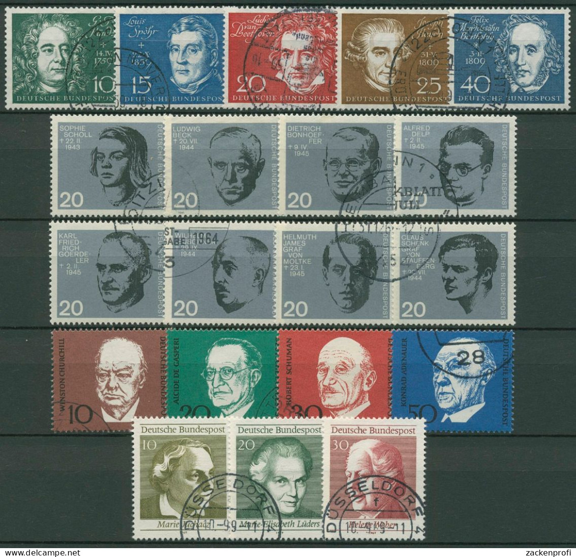 Bund 1959/69 Blockeinzelmarken Aus Block 2/5 Gestempelt Komplett (SG80276) - Used Stamps